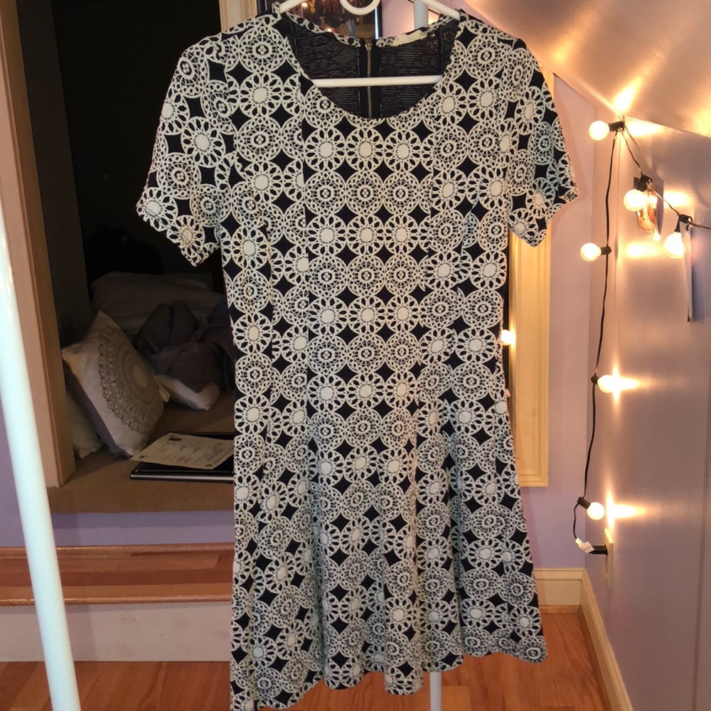 Navy and white skater dress